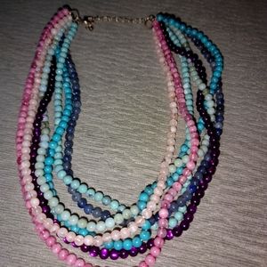Multi-strand beaded necklace